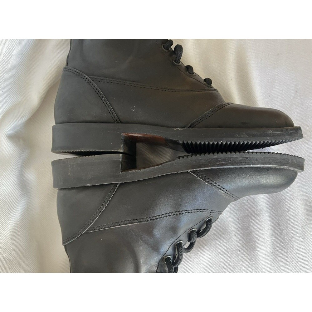 BMW Black Leather Lace Up Ankle Moto Riding Boot W/ Ankle Protector Women SZ 6 - Picture 9 of 11